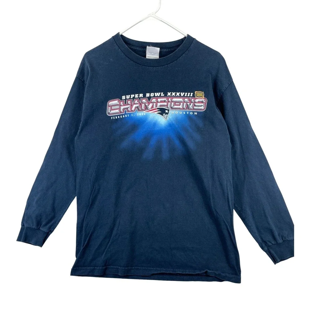 Alstyle New England Patriots Super Bowl XXXVIII Shirt Mens L Blue Vintage Y2K